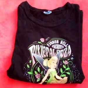 Unbranded Kids Black Graphic Tee with Green Travel Print Tinkerbell Tour Size Sm